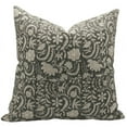 thumbnail image 1 of Fabdivine Block Print Throw Pillow Cover, 14x14 Inch Thick Linen Outdoor Cushion Cover, Floral Print Boho Design Green Pillow Cover for Sofa and Couch, 1 of 5