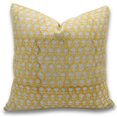 thumbnail image 1 of Fabdivine Block Print Throw Pillow Cover, 14x14 Inch Thick Linen Outdoor Cushion Cover, Floral Print Boho Design Mustard Pillow Cover for Sofa and Couch, 1 of 5