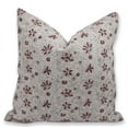 thumbnail image 1 of Fabdivine Block Print Throw Pillow Cover, 14x14 InchThick Linen Decorative Cushion Cover, Floral Print Boho Design Maroon Pillow Cover for Sofa and Couch, 1 of 5