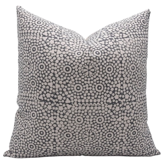 Fabdivine Block Print Throw Pillow Cover, 14x14 inch, Duck Canvas, Handmade, Black