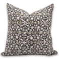 thumbnail image 1 of Fabdivine Block Print Throw Pillow Cover, 14x20 Inch Thick Linen Decorative Cushion Cover, Floral Print Boho Design Brown Pillow Cover for Sofa and Couch, 1 of 5