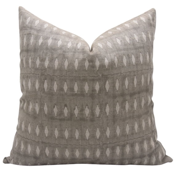 Fabdivine Block Print Throw Pillow Cover, 14x20 Inch Thick Linen Decorative Cushion Cover, Floral Print Boho Design Light Green Pillow Cover for Sofa and Couch