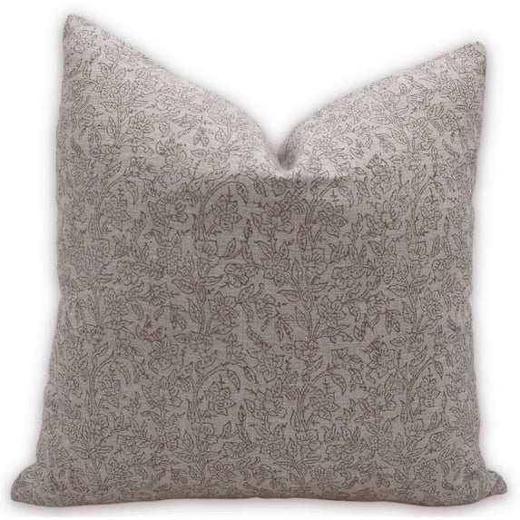 Fabdivine Block Print Throw Pillow Cover, 14x20 Inch Thick Linen Decorative Pillowcase, Geometrical Boho Design Brown Pillow Cover for Sofa And Couch