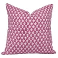 thumbnail image 1 of Fabdivine Block Print Throw Pillow Cover, 14x20 Inch Off White Linen Decorative Cushion Cover, Floral Print Boho Design Pink Pillow Cover for Sofa and Couch, 1 of 5