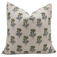 thumbnail image 1 of Fabdivine Block Print Throw Pillow Cover, 14x36 Inch Thick Linen Handmade Cushion Cover, Floral Print Boho Design Green Pillow Cover for Sofa and Couch, 1 of 5