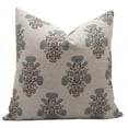 thumbnail image 1 of Fabdivine Block Print Throw Pillow Cover, 14x36 Inch Thick Linen Vintage Cushion Cover, Floral Print Boho Design Gray Pillow Cover for Sofa and Couch, 1 of 5