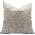 thumbnail image 1 of Fabdivine Block Print Throw Pillow Cover, 16x16 Inch Pure Linen Decorative Cushion Cover, Floral Print Boho Design Light Green Pillow Cover for Sofa and Couch, 1 of 5