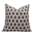 thumbnail image 1 of Fabdivine Block Print Throw Pillow Cover, 16x16 Inch Pure Linen Handmade Cushion Cover, Floral Print Boho Design Brown Pillow Cover for Sofa and Couch, 1 of 5