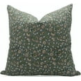 thumbnail image 1 of Fabdivine Block Print Throw Pillow Cover, 16x16 Inch Pure Linen Outdoor Cushion Cover, Floral Print Boho Design Green Pillow Cover for Sofa and Couch, 1 of 5