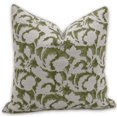thumbnail image 1 of Fabdivine 16x16 Green Floral Block Print Pillow Cover – Handmade Thick Linen Boho Cushion for Sofa & Couch, 1 of 5