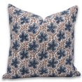 thumbnail image 1 of Fabdivine Block Print Throw Pillow Cover, 16x16 Inch Off white Linen Decorative Cushion Cover, Floral Print Boho Design Blue Pillow Cover for Sofa and Couch, 1 of 5