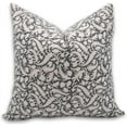 thumbnail image 1 of Fabdivine Block Print Throw Pillow Cover, 18x18 Inch Duck Canvas Handmade Cushion Cover, Floral Print Boho Design Grey Pillow Cover for Sofa and Couch, 1 of 5