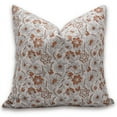 thumbnail image 1 of Fabdivine Block Print Throw Pillow Cover, 18x18 Inch Pure Linen Decorative Cushion Cover, Floral Print Boho Design Orange Pillow Cover for Sofa and Couch, 1 of 5
