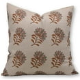 thumbnail image 1 of Fabdivine Block Print Throw Pillow Cover, 18x18 Inch Pure Linen Handmade Cushion Cover, Floral Print Boho Design Orange Pillow Cover for Sofa and Couch, 1 of 5