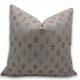 thumbnail image 1 of Fabdivine Block Print Throw Pillow Cover, 18x18 Inch Pure Linen Outdoor Cushion Cover, Floral Print Boho Design Orange Pillow Cover for Sofa and Couch, 1 of 5