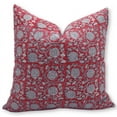 thumbnail image 1 of Fabdivine Block Print Throw Pillow Cover, 18x18 InchThick Linen Decorative Cushion Cover, Floral Boho Design Pink Pillow Cover for Sofa And Couch, 1 of 5
