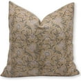 thumbnail image 1 of Fabdivine Block Print Throw Pillow Cover, 18x18 InchThick Linen Decorative Pillowcase, Floral Boho Design Brown Pillow Cover for Sofa And Couch, 1 of 5