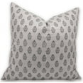 thumbnail image 1 of Fabdivine Block Print Throw Pillow Cover, 20x20 Inch Pure Linen Decorative Cushion Cover, Floral Print Boho Design Black Pillow Cover for Sofa and Couch, 1 of 5