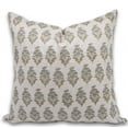 thumbnail image 1 of Fabdivine Block Print Throw Pillow Cover, 20x20 Inch Pure Linen Decorative Cushion Cover, Floral Print Boho Design Mustard Pillow Cover for Sofa and Couch, 1 of 5