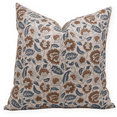 thumbnail image 1 of Fabdivine Block Print Throw Pillow Cover, 20x20 Inch Pure Linen Handmade Cushion Cover, Floral Print Boho Design Blue Pillow Cover for Sofa and Couch, 1 of 5