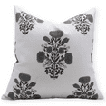thumbnail image 1 of Fabdivine Block Print Throw Pillow Cover, 20x20 Inch Thick Cotton White Decorative Cushion Cover, Floral Print Boho Design Gray Pillow Cover for Sofa and Couch, 1 of 5