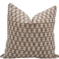 thumbnail image 1 of Fabdivine Block Print Throw Pillow Cover, 20x20 Inch Thick Linen Decorative Cushion Cover, Floral Boho Design Brown Pillow Cover for Sofa And Couch, 1 of 5