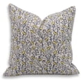 thumbnail image 1 of Fabdivine Block Print Throw Pillow Cover, 20x20 Inch Thick Linen Decorative Cushion Cover, Floral Print Boho Design Mustard Pillow Cover for Sofa and Couch, 1 of 5