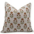 thumbnail image 1 of Fabdivine Block Print Throw Pillow Cover, 20x20 Inch Thick Linen Handmade Cushion Cover, Floral Boho Design Mustard Pillow Cover for Sofa And Couch, 1 of 5