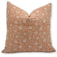 thumbnail image 1 of Fabdivine Block Print Throw Pillow Cover, 20x20 Inch Thick Linen Handmade Cushion Cover, Floral Print Boho Design Orange Pillow Cover for Sofa and Couch, 1 of 5