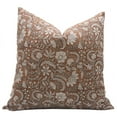 thumbnail image 1 of Fabdivine Block Print Throw Pillow Cover, 20x20 Inch Thick Linen Outdoor Cushion Cover, Floral Print Boho Design Brown Pillow Cover for Sofa and Couch, 1 of 5