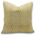 thumbnail image 1 of Fabdivine Block Print Throw Pillow Cover, 20x20 Inch Thick Linen Outdoor Cushion Cover, Floral Print Boho Design Mustard Pillow Cover for Sofa and Couch, 1 of 5