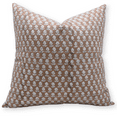 thumbnail image 1 of Fabdivine Block Print Throw Pillow Cover, 22X22 Inch Thick Cotton White Decorative Cushion Cover, Floral Print Boho Design Light Brown Pillow Cover for Sofa and Couch, 1 of 1