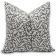 thumbnail image 1 of Fabdivine Block Print Throw Pillow Cover, 22x22 Inch Duck Canvas Handmade Cushion Cover, Floral Print Boho Design Grey Pillow Cover for Sofa and Couch, 1 of 5