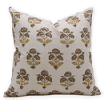 thumbnail image 1 of Fabdivine Block Print Throw Pillow Cover, 22x22 Inch Duck Canvas Handmade Cushion Cover, Floral Print Boho Design Grey Pillow Cover for Sofa and Couch, 1 of 5
