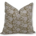 thumbnail image 1 of Fabdivine Block Print Throw Pillow Cover, 22x22 Inch Pure Linen Handmade Cushion Cover, Floral Print Boho Design Gray Pillow Cover for Sofa and Couch, 1 of 5