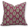 thumbnail image 1 of Fabdivine Block Print Throw Pillow Cover, 22x22 Inch Pure Linen Handmade Cushion Cover, Floral Print Boho Design Purple Pillow Cover for Sofa and Couch, 1 of 5