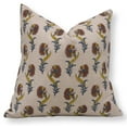 thumbnail image 1 of Fabdivine Block Print Throw Pillow Cover, 22x22 Inch Pure Linen Handmade Cushion Cover, Floral Print Boho Design Brown Pillow Cover for Sofa and Couch, 1 of 5
