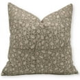 thumbnail image 1 of Fabdivine Block Print Throw Pillow Cover, 22x22 Inch Thick Linen Decorative Cushion Cover, Floral Boho Design Green Pillow Cover for Sofa And Couch, 1 of 5