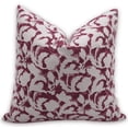 thumbnail image 1 of Fabdivine Block Print Throw Pillow Cover, 22x22 Inch Thick Linen Decorative Cushion Cover, Floral Boho Design Red Pillow Cover for Sofa And Couch, 1 of 5