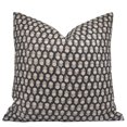 thumbnail image 1 of Fabdivine Block Print Throw Pillow Cover, 22x22 Inch Thick Linen Decorative Cushion Cover, Floral Print Boho Design Black Pillow Cover for Sofa and Couch, 1 of 5