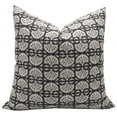 thumbnail image 1 of Fabdivine Block Print Throw Pillow Cover, 22x22 Inch Thick Linen Handmade Cushion Cover, Floral Print Boho Design Black Pillow Cover for Sofa and Couch, 1 of 5