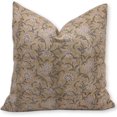 thumbnail image 1 of Fabdivine Block Print Throw Pillow Cover, 22x22 InchThick Linen Decorative Pillowcase, Floral Boho Design Brown Pillow Cover for Sofa And Couch, 1 of 5