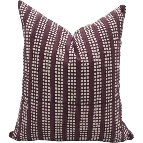 Fabdivine Block Print Throw Pillow Cover, 22x22 inch, handmade ,Chocolate Brown