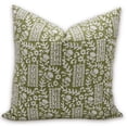 thumbnail image 1 of Fabdivine Block Print Throw Pillow Cover, 24x24 Inch Pure Linen Decorative Cushion Cover, Floral Print Boho Design Green Pillow Cover for Sofa and Couch, 1 of 5