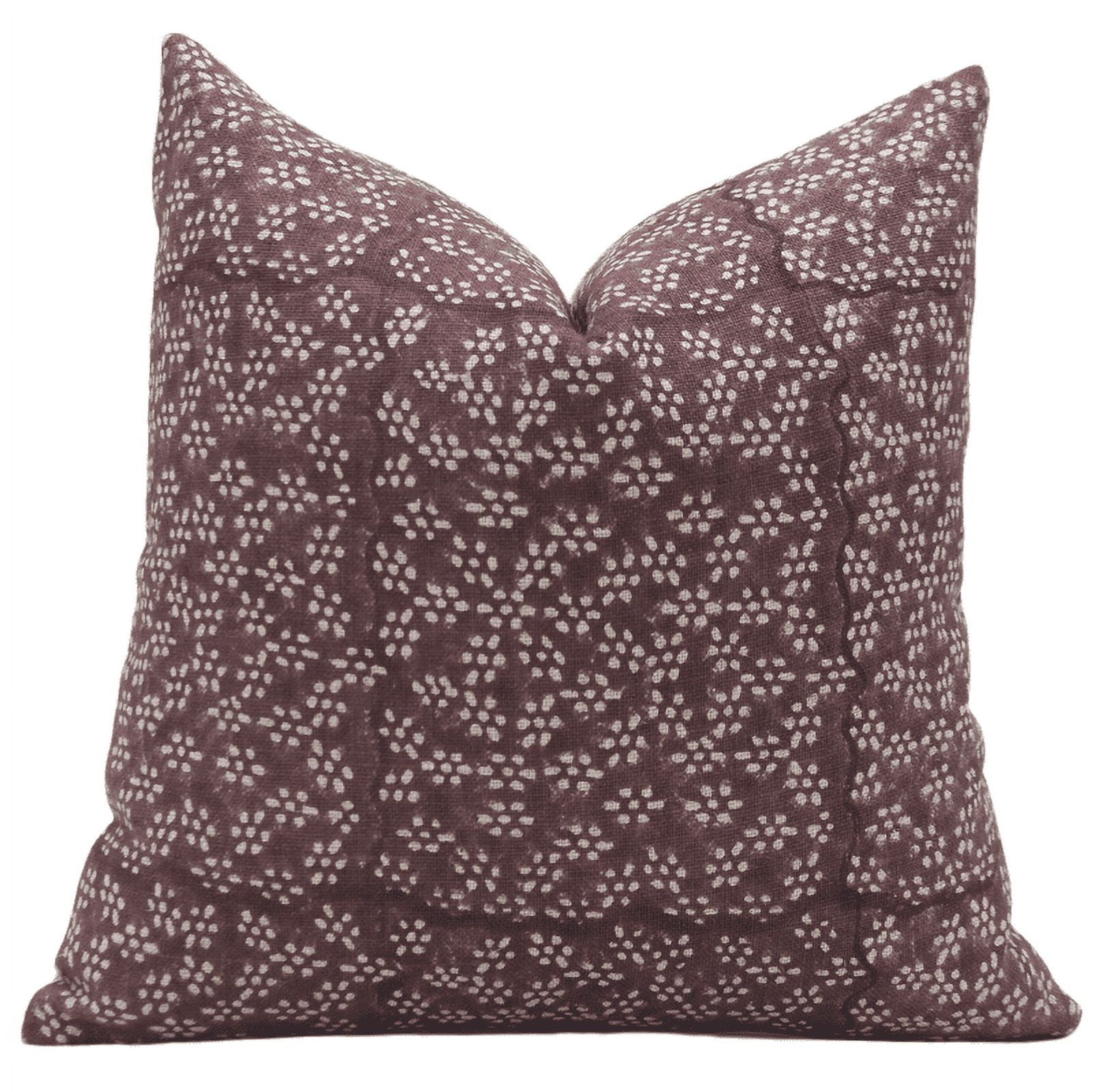 Fabdivine Block Print Throw Pillow Cover, 24x24 Inch Thick Linen