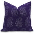 thumbnail image 1 of Fabdivine Block Print Throw Pillow Cover, 24x24 Inch Off White Linen Handmade Cushion Cover, Floral Print Boho Design Purple Pillow Cover for Sofa and Couch, 1 of 5