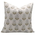 thumbnail image 1 of Fabdivine Block Print Throw Pillow Cover, 26x26 Inch Pure Linen Decorative Cushion Cover, Floral Print Boho Design Green Pillow Cover for Sofa and Couch, 1 of 5