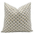 thumbnail image 1 of Fabdivine Block Print Throw Pillow Cover, 26x26 Inch Thick Cotton White Decorative Cushion Cover, Floral Print Boho Design Yellow Pillow Cover for Sofa and Couch, 1 of 5