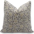 thumbnail image 1 of Fabdivine Block Print Throw Pillow Cover, 26x26 Inch Thick Linen Decorative Cushion Cover, Floral Print Boho Design Green Pillow Cover for Sofa and Couch, 1 of 5