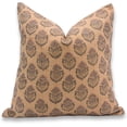 thumbnail image 1 of Fabdivine Block Print Throw Pillow Cover, 26x26 Inch Off white Linen Handmade Cushion Cover, Floral Print Boho Design Rust Pillow Cover for Sofa and Couch, 1 of 5